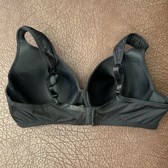 Izod Rose Lace Overlay‎ Padded Strap Lightly Padded Full Coverage Black Bra 42D - Picture 5 of 9